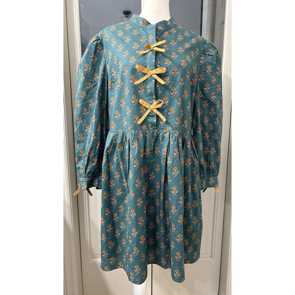 Shop The Mint Pine and Proper Teal Medallion Babydoll Dress Size Large Cotton